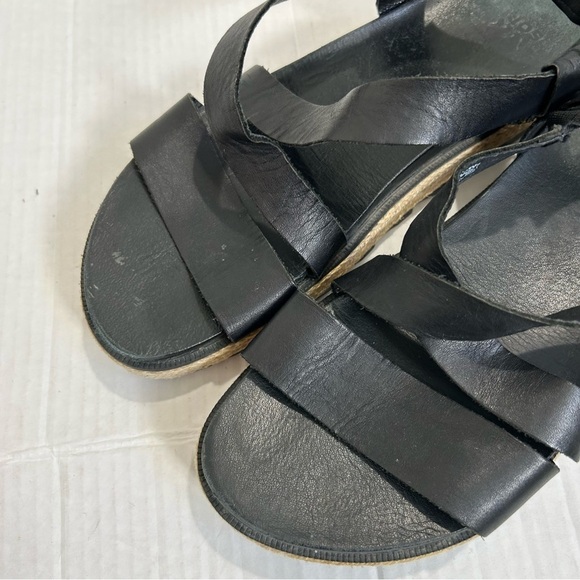 Sorel Roaming Criss Cross Sandals Jute Black Leather Size 8 Espadrille Summer - Picture 4 of 10
